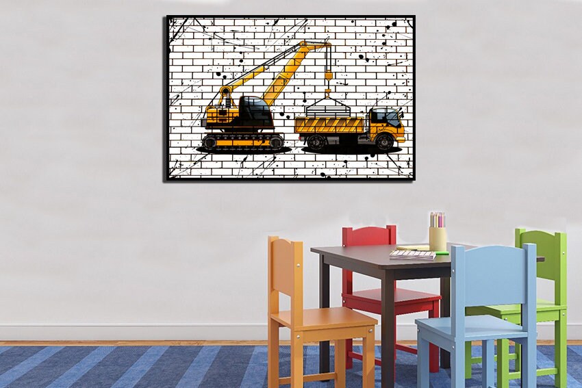 Crane Poster Truck Wall Art Vehicle Wall Decor Construction Etsy