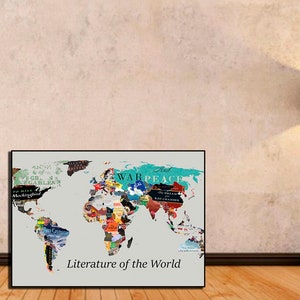 Literature map World Literature Map Literary Poster Literature Art Literary Print Literary Gifts World map poster Book Lover Gift World map image 6