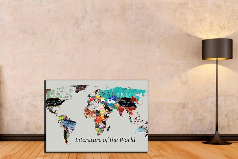 Literature map World Literature Map Literary Poster Literature Art Literary Print Literary Gifts World map poster Book Lover Gift World map image 6