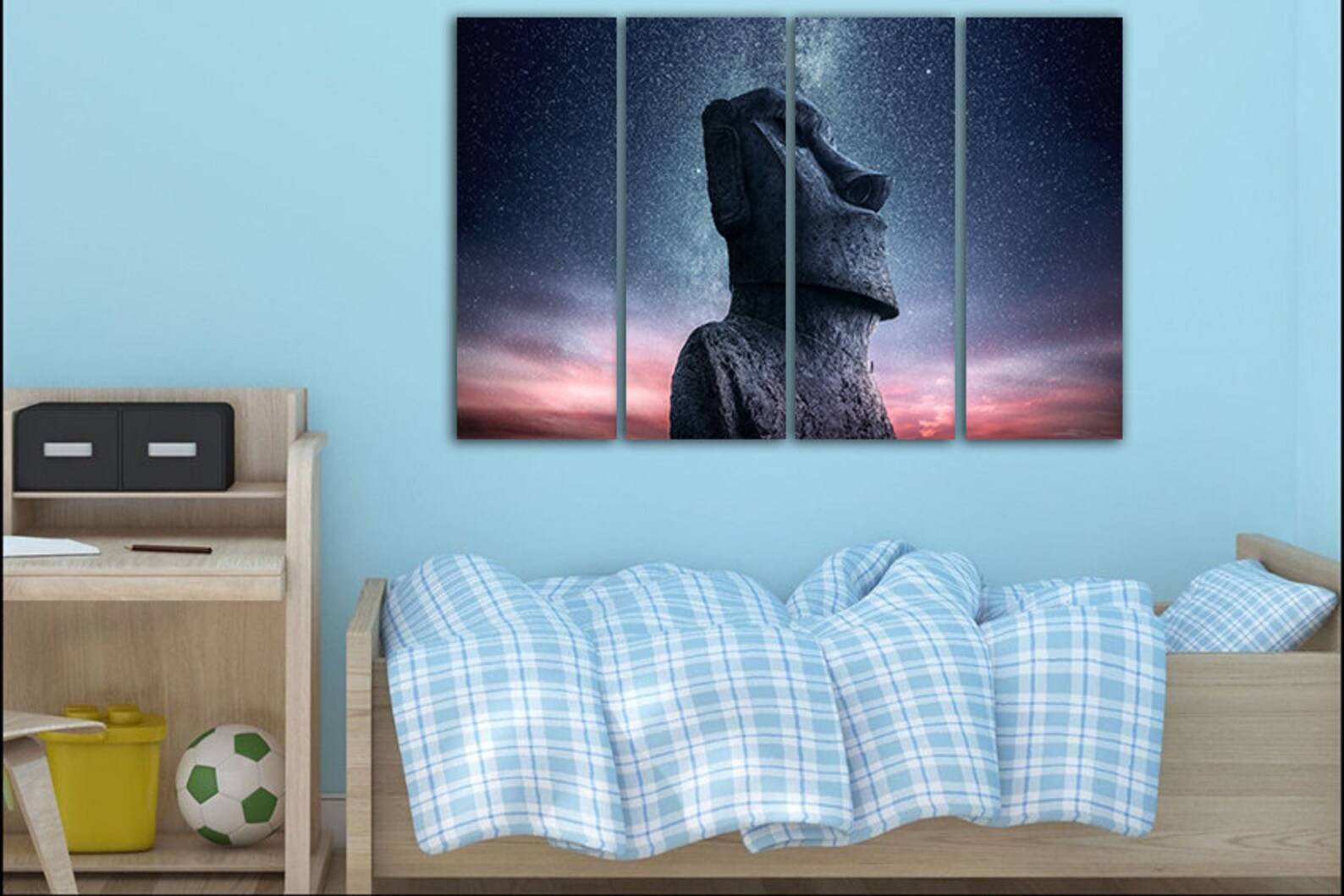 Easter island Wall art canvas Moai statue Night sky Moai head Etsy