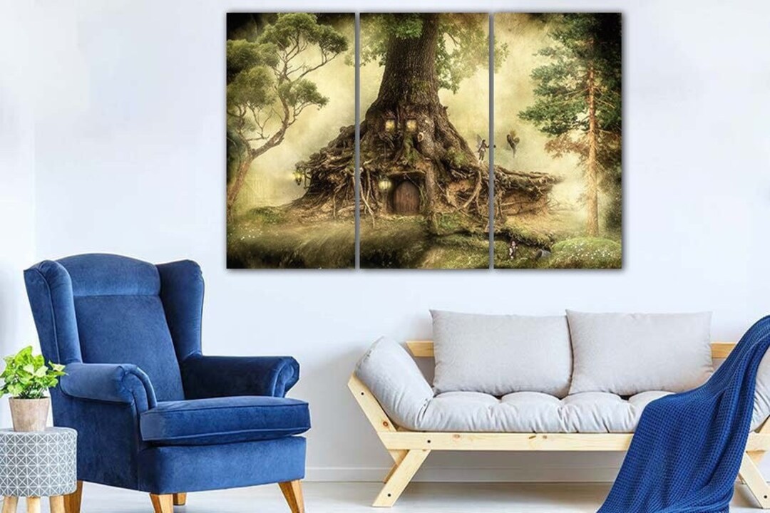 Fantasy Forest Art Magical Forest Decor Playroom Canvas Fairy Door Art ...