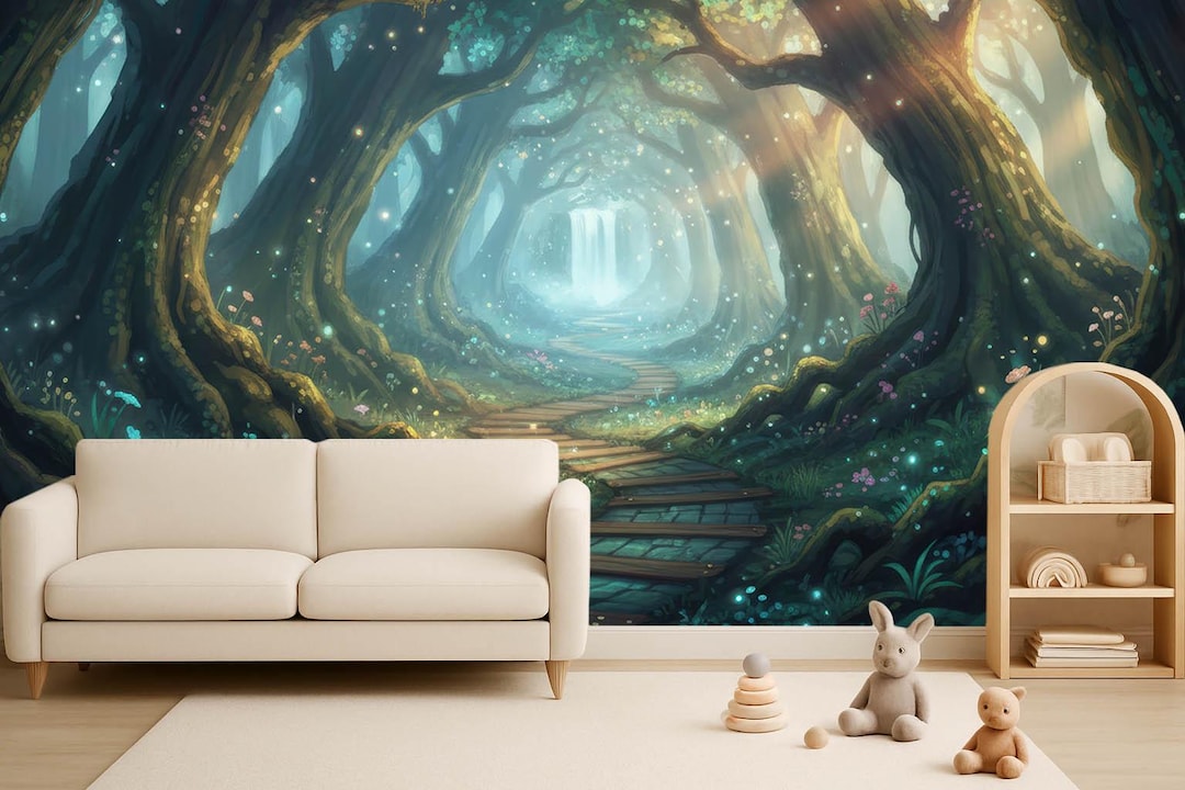 Enchanted Forest Wall Mural Fairy Woodland Wallpaper Magical Path Peel ...
