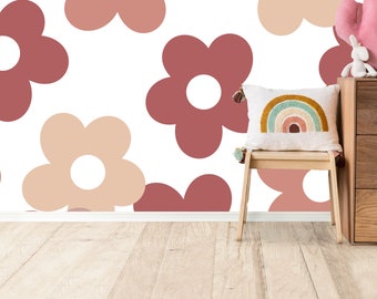 bloemenbehang kinderkamerbehang bloemenbehang muurschilderingbehang afpellen en plakken kleurrijk pastelbehang verwijderbare muurschildering babykamerdecor