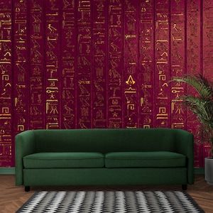 Egyptian Red Hieroglyphs Wallpaper Ancient Egyptian Papyrus & Gold Wall Mural Print Peel and Stick Wall Art Mural Decor Home Gold Wall Mural
