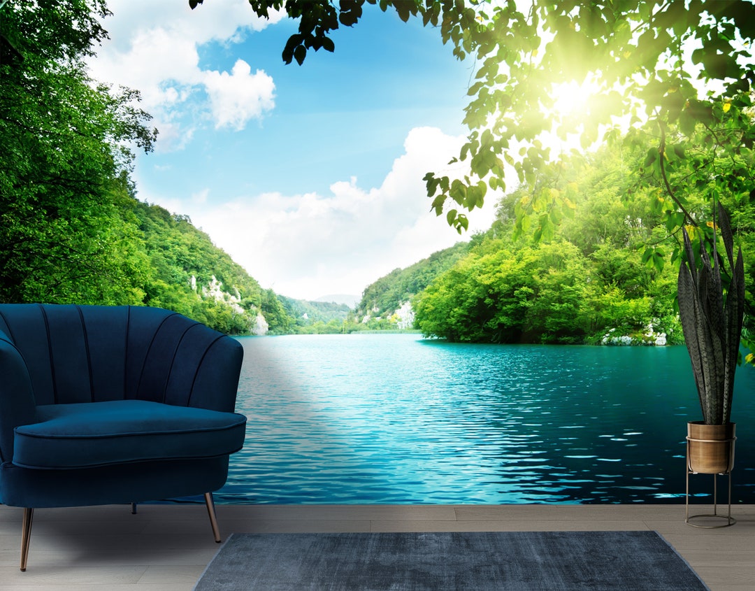 Nature Wallpaper Lake Wall Mural Landscape Wall Decor Peel & Stick ...