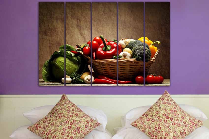 Vegetable canvas Kitchen decor Healthy food art Cafe artwork Etsy