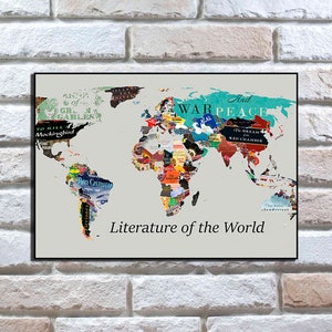 Literature map World Literature Map Literary Poster Literature Art Literary Print Literary Gifts World map poster Book Lover Gift World map image 5