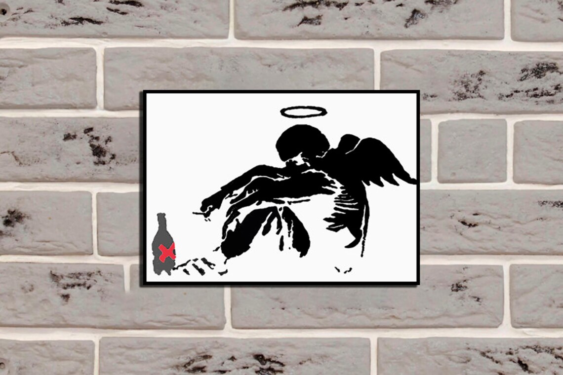 Fallen Angel Banksy Angel Banksy painting Banksy art Angel Etsy