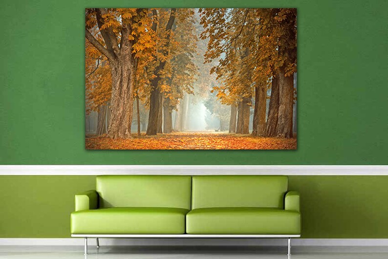 Autumn Forest Canvas Forest Road Wall Art Nature Wall Decor Etsy