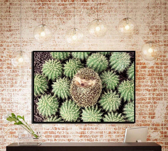 Hedgehog poster Cactus Hedgehog print Animal poster Cute hedgehog Children room art Baby hedgehog Botanical print Hedgehog art Animal print