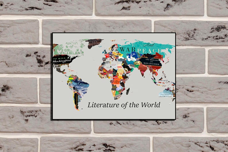 Literature map World Literature Map Literary Poster Literature Art Literary Print Literary Gifts World map poster Book Lover Gift World map image 4