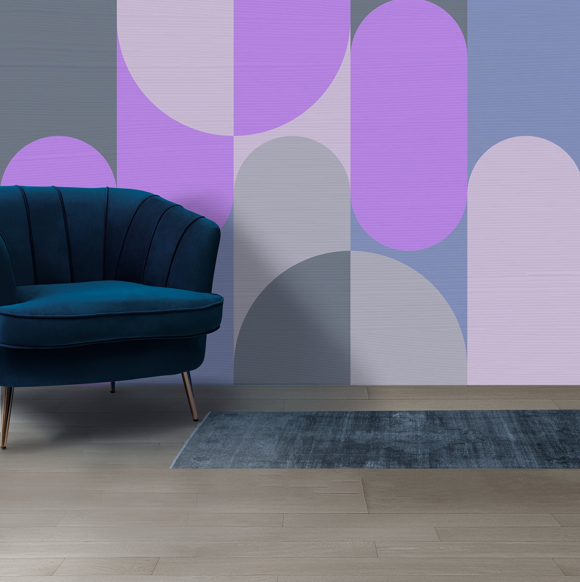 Papier Peint 3D Violet Fleuri – Autocollant, Amovible, Déco Murale Originale