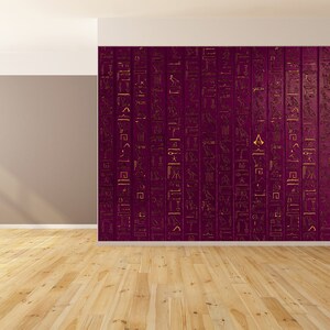 Egyptian Hieroglyphs Wallpaper Pink Ancient Egypt Wall Mural Retro ...