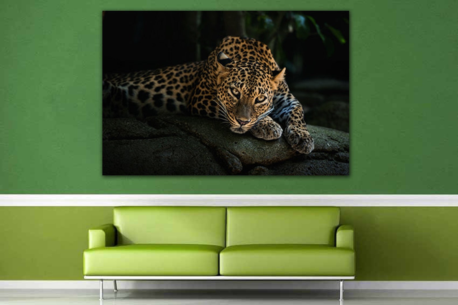 Leopard Canvas Large Canvas Art Cat Wall Decor Leopard Wall Etsy