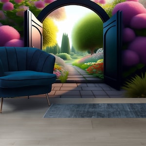 Papier peint autocollant Jardin féerique, Décoration murale pour chambre d'enfants, Décoration murale pour chambre d'enfants, Décoration murale pour chambre d'enfants