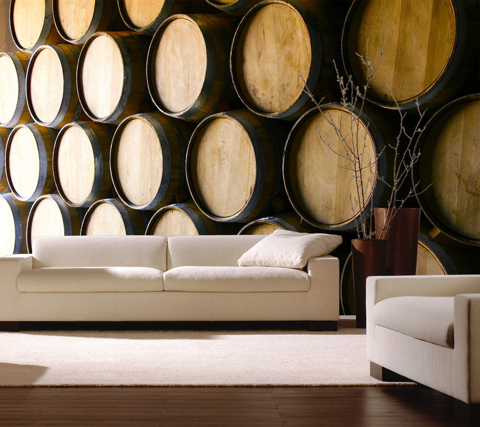 Wooden Barrels Wine Wallpaper Wall Art Mural Wine Cellar Bar Wall Mural ...