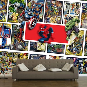 Papel de parede dos desenhos animados pop art retro mural casca e vara papel de parede & estilo pop vintage quadrinhos arte mural papel de parede retro decoração colagem mural