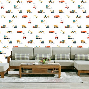 Kinder Transport Tapete Autos Wandbild Bau Tapete Peel and Stick Kinderzimmer Jungen Wand-Dekor Bau Traktor Tapete Wandbild