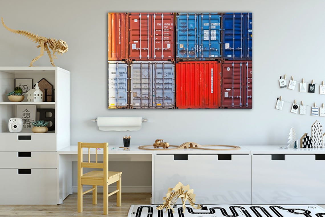 Containers Wall Art Warehouse Canvas Nautical Print Art Etsy