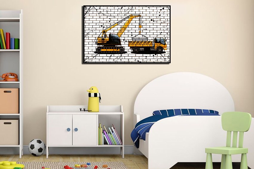 Crane Poster Truck Wall Art Vehicle Wall Decor Construction Etsy