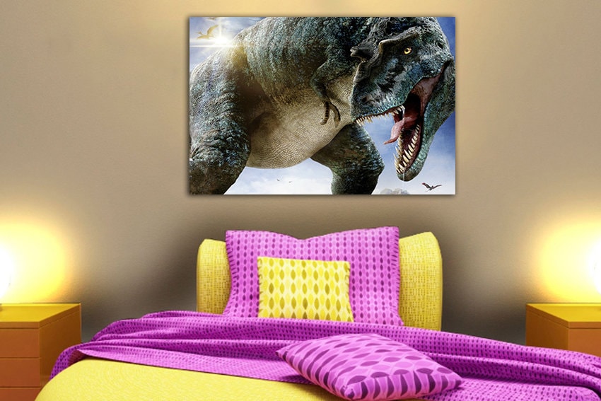 Dinosaur Canvas Tyrannosaurus Rex Dinosaur Art Dinosaur Wall Art Gift ...