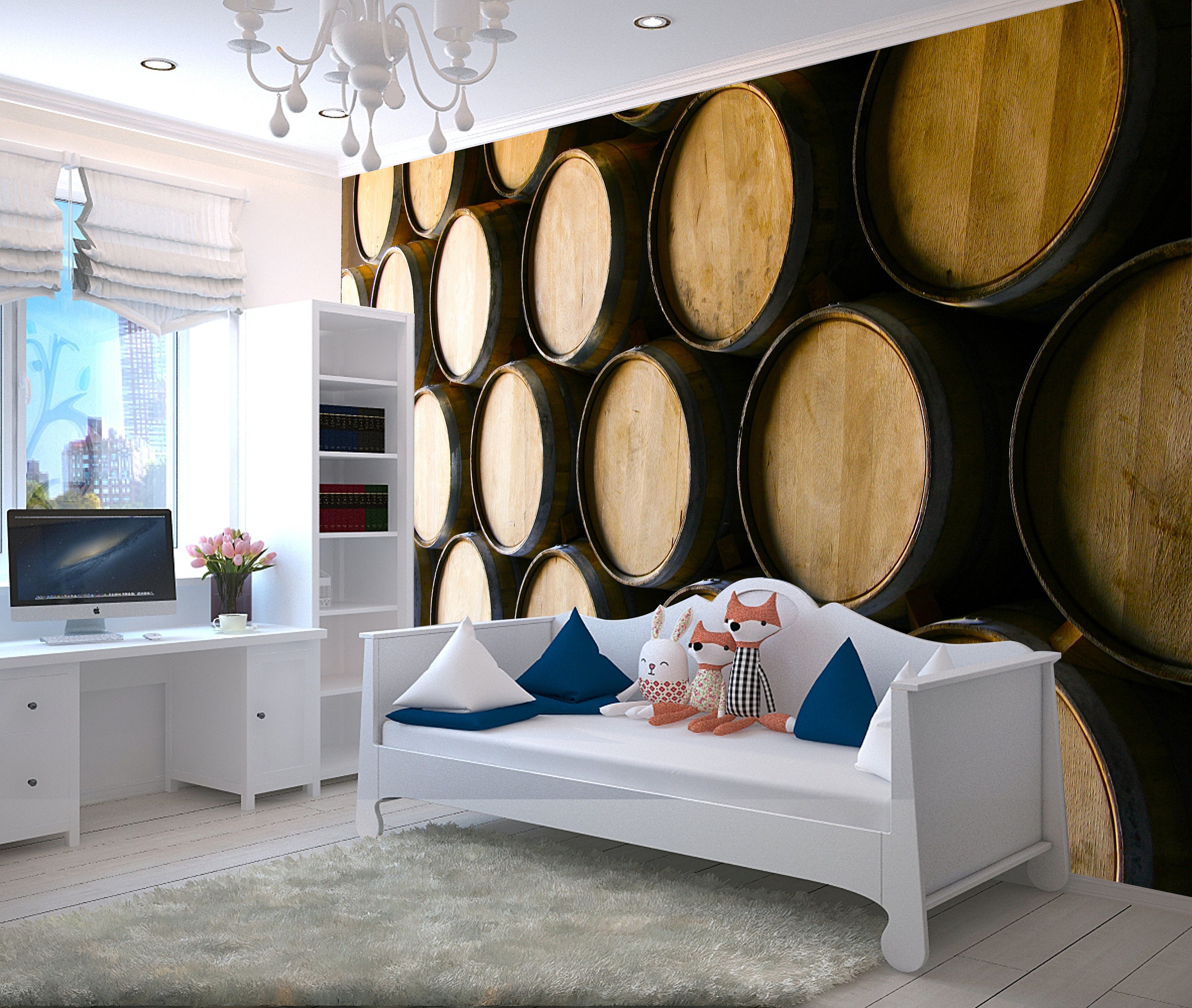 Wooden Barrels Wine Wallpaper Wall Art Mural Wine Cellar Bar Wall Mural ...