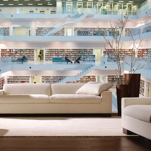 Library architecture Wall Decor Removable wallpaper Office wall mural Peel and Stick Books wallpaper self adhesive living room wall decor