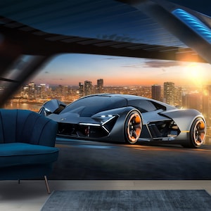 Lamborghini Wallpaper Supercar Wall Mural Peel and Stick Boy Room Wall Decor Sport Car Wallpaper Garage Wall  Mural Home Kids Wall Decor Art