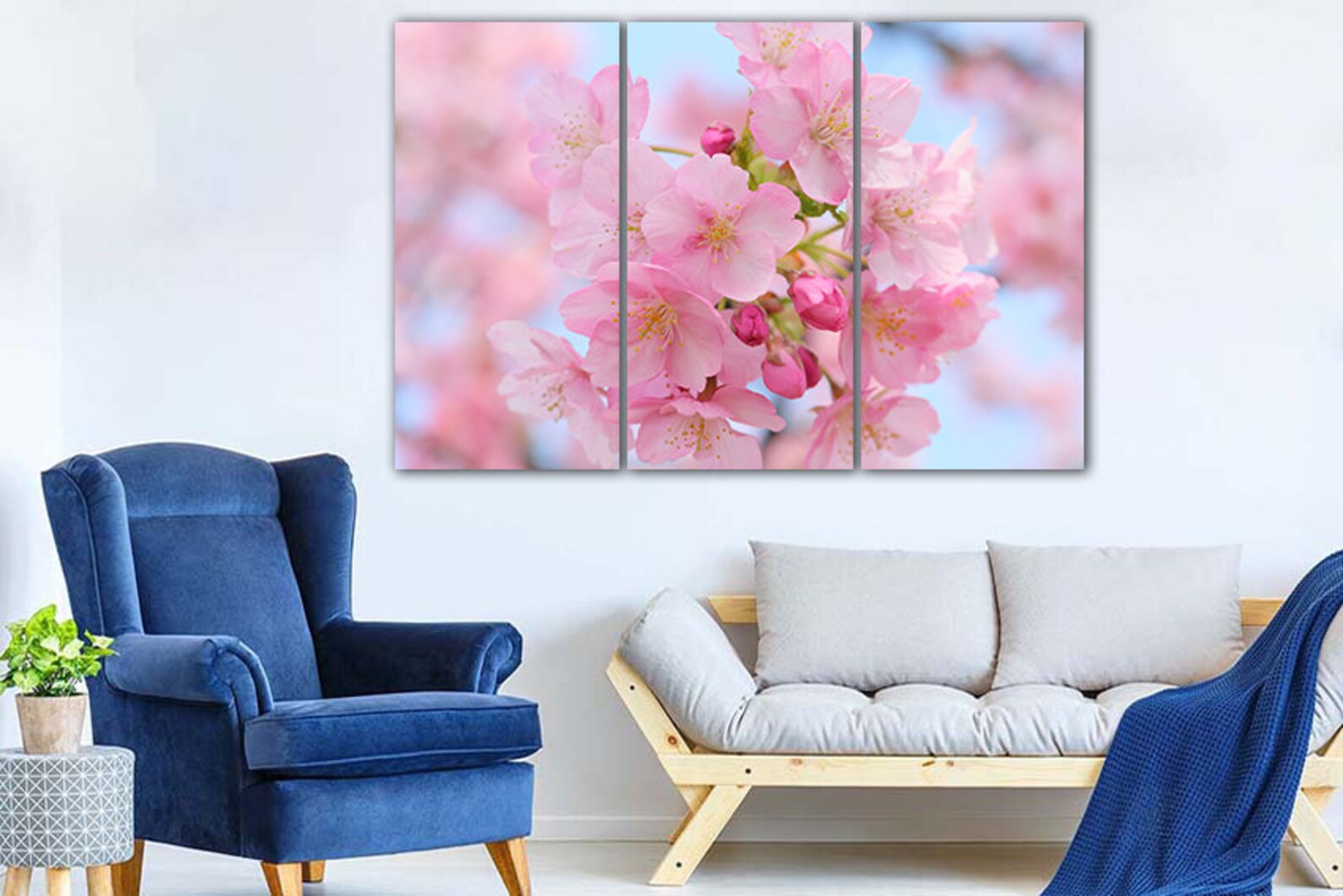 Cherry blossom Sakura canvas Cherry wall art Nature decor Pink Etsy