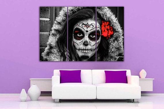 Sugar Skull Canvas Girls Gift Calavera - Sugar Skull Wall Art Canvas Sugar Skull Canvas Girls Gift Calavera - Sugar Skull Wall Art Canvas