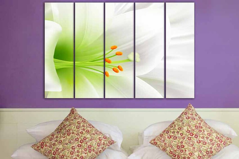 Lily Canvas Nature Décor Flower Wall Art White Lily Décor Etsy