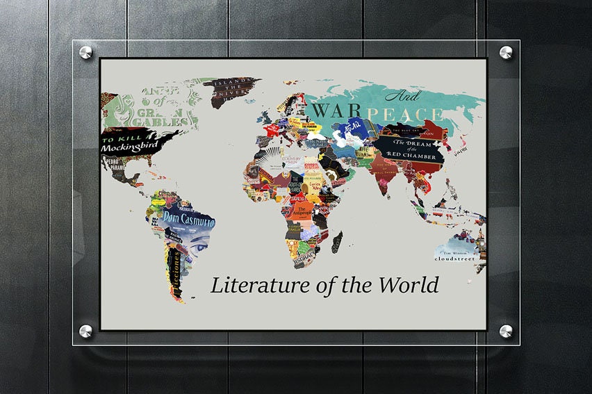 Literature map World Literature Map Literary Poster Literature | Etsy