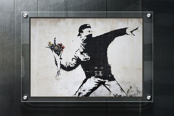 Flower Thrower Graffiti Poster Banksy Flower Graffiti Wall Etsy