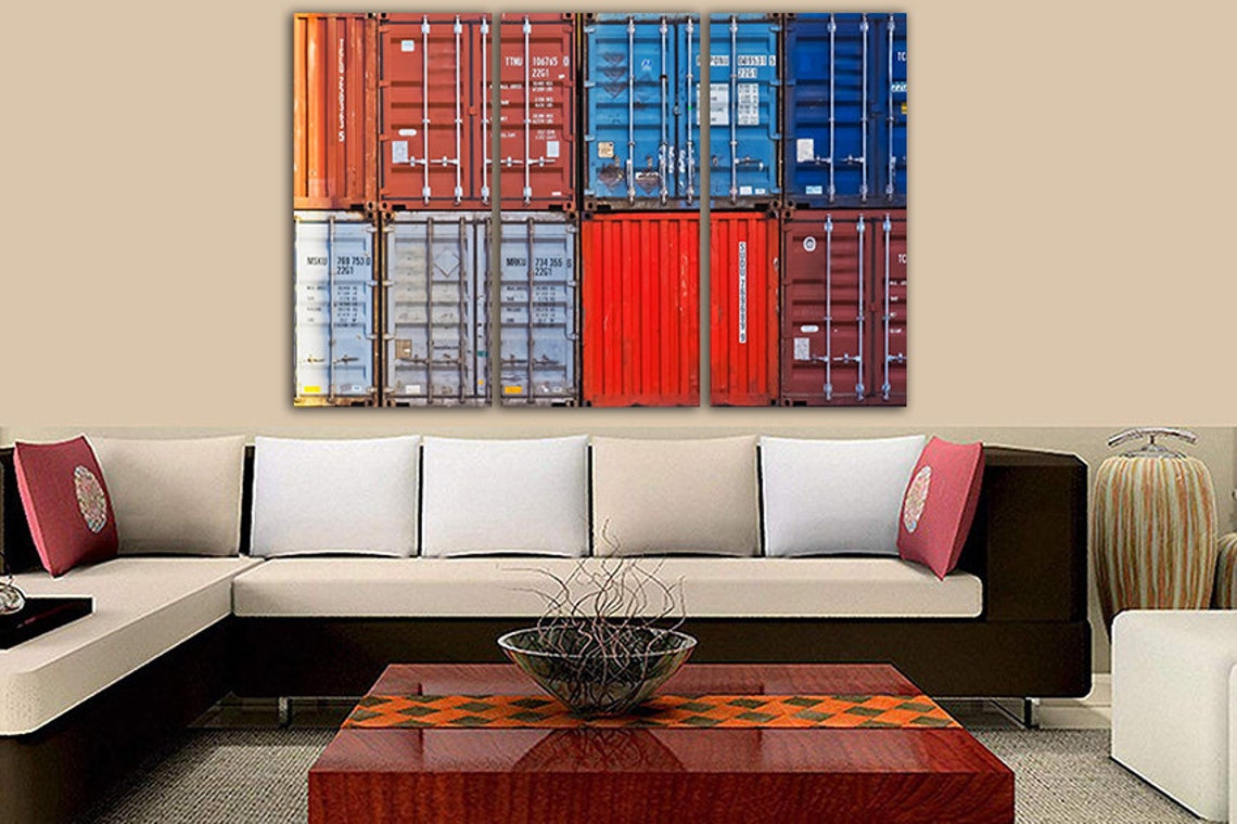 Containers Wall Art Warehouse Canvas Nautical Print Art Etsy