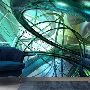 Abstract wallpaper Peel and Stick Dark Green Wall Mural Wallpaper Abstract Art Trendy Color Wall Decor Bedroom Living Room Luxury Wallpaper