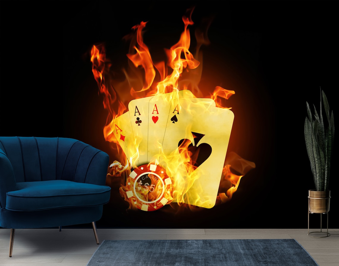 Poker Wallpaper Game Room Wall Decor Peel and Stick Gambling Wall Art