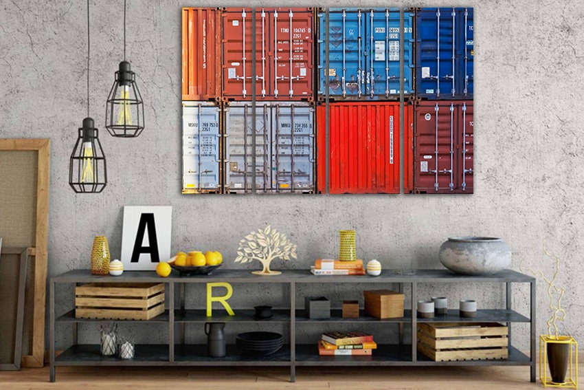 Containers Wall Art Warehouse Canvas Nautical Print Art Etsy