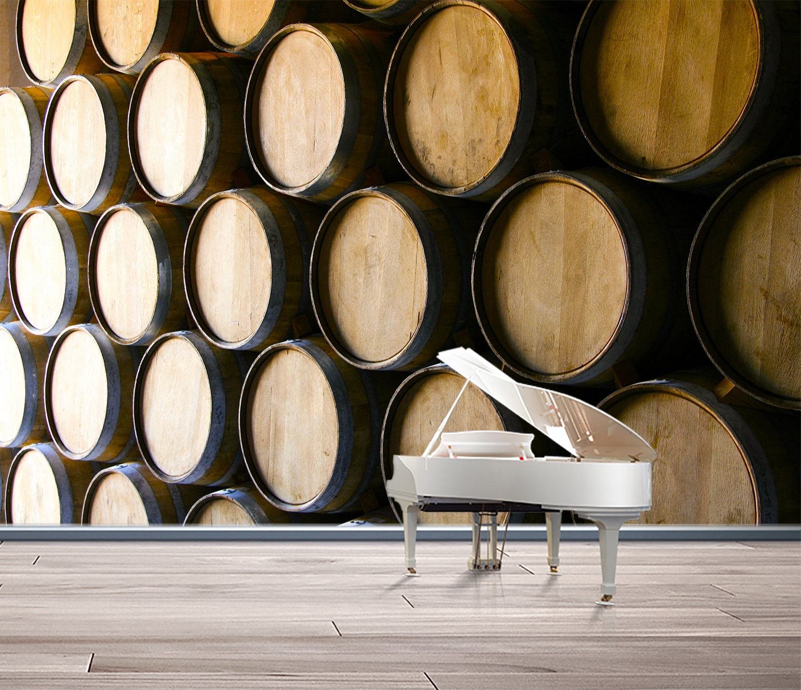 Wooden Barrels Wine Wallpaper Wall Art Mural Wine Cellar Bar Wall Mural ...