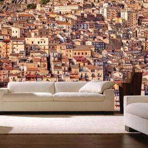 Italian Town Houses wall mural Colorful removable vinyl mural Peel and stick Little town wallpaper Houses mural print non woven wallpaper