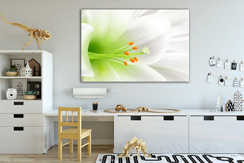 Lily Canvas Nature Décor Flower Wall Art White Lily Décor Etsy