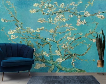 Almond Blossoms Wallpaper Print Van Gogh Wall Mural Peel and Stick Wallpaper Bedroom Wallpaper Artist Painting Wall Decor Reproduction Print