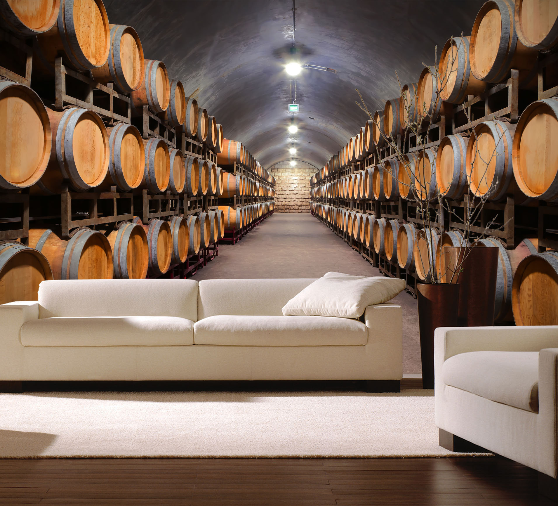 Wine Cellar With Barrels Wallpaper Bar Wall Mural Peel and Stick Oak ...