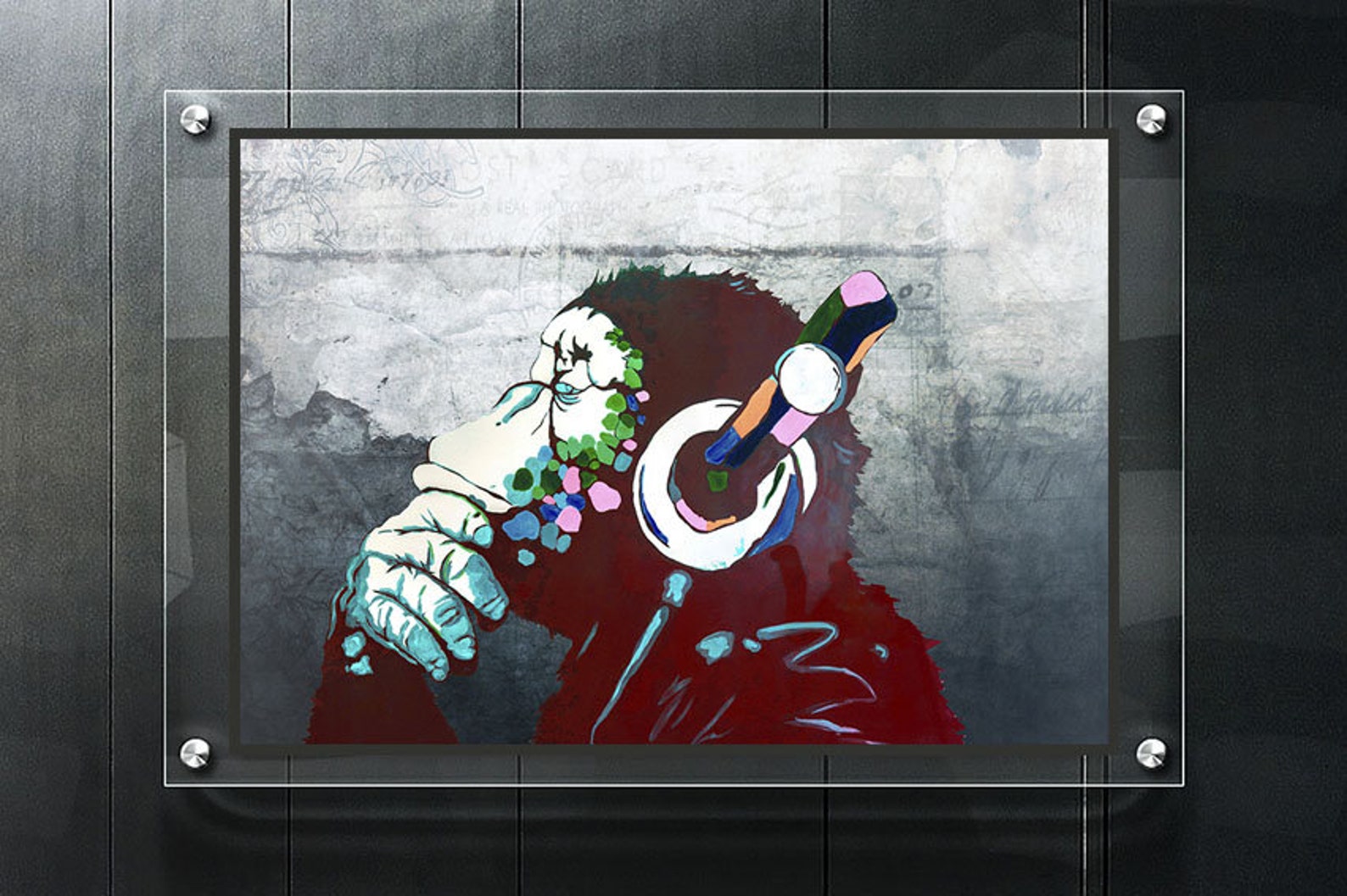 XIANGPEIFBH Dietro Il Sipario Dipinti Su Tela Graffiti Street Art Banksy Graffiti Art Wall Art Pictures For Home Decor Pronto Da Appendere 80x160cm(32''x63'') Cornice Dorata - Foto 10