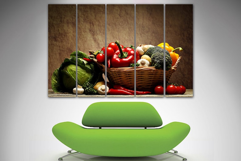 Vegetable Canvas Kitchen Decor Healthy Food Art Cafe Artwork Etsy