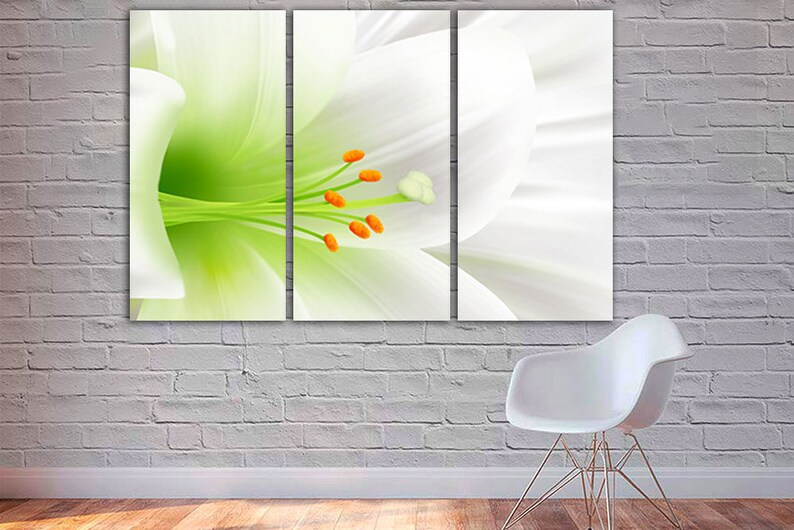 Lily Canvas Nature Décor Flower Wall Art White Lily Décor Etsy