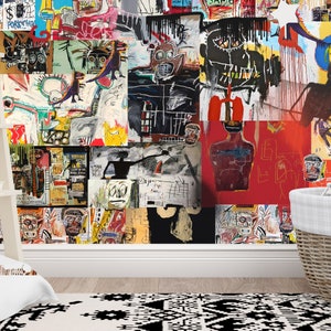 Urban Street Art Collage Peel & Stick Wallpaper Graffiti Wall Mural Crazy Artwork Wallpaper Maximalist Abstract Mural Street Art Wall Decor