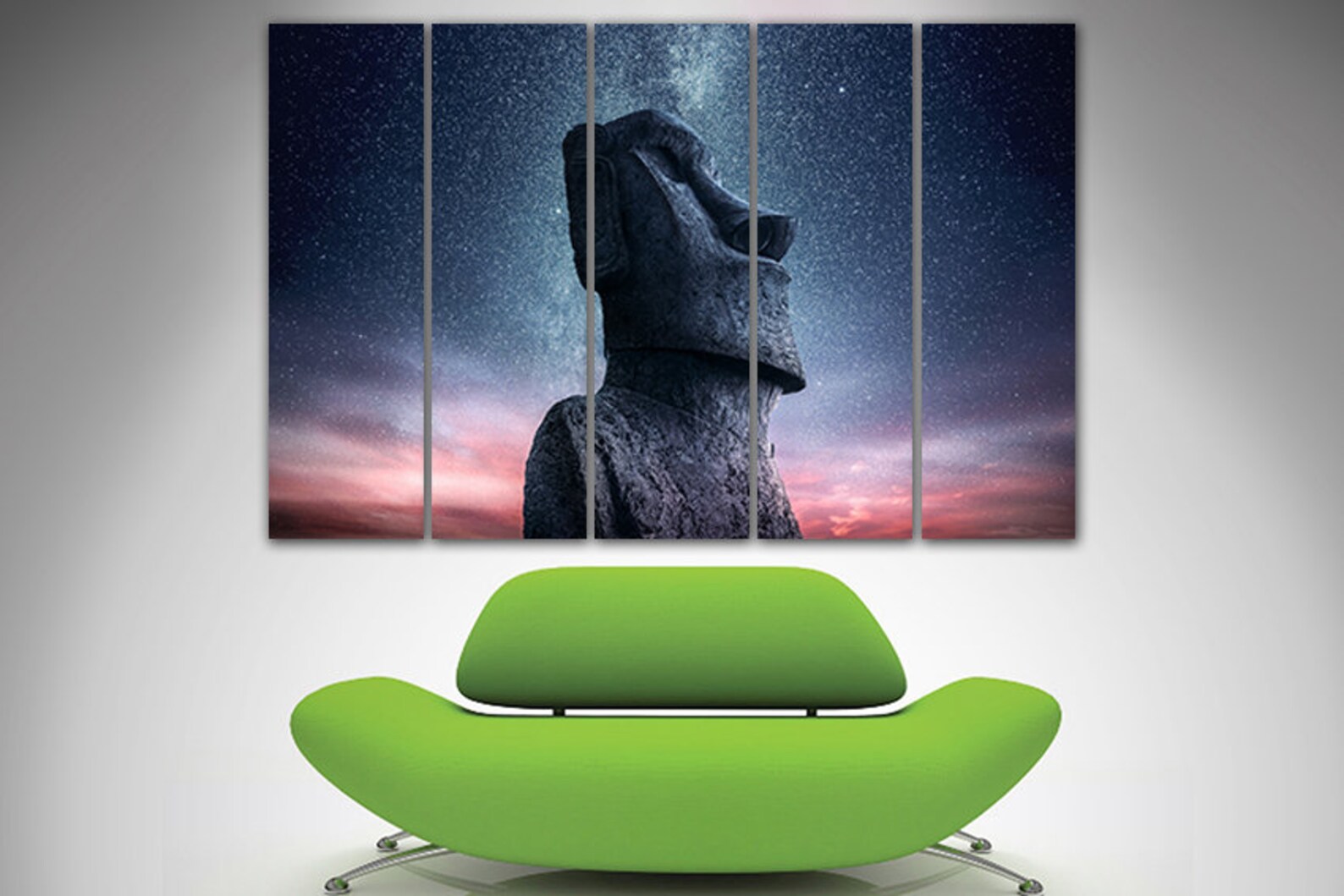 Easter island Wall art canvas Moai statue Night sky Moai head Etsy