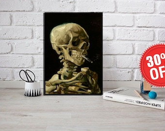 Skeleton Smoking Vincent van gogh van gogh decor Skull Wall Art Van Gogh poster van gogh skeleton Smoking Wall art Skull Smoking skull poste