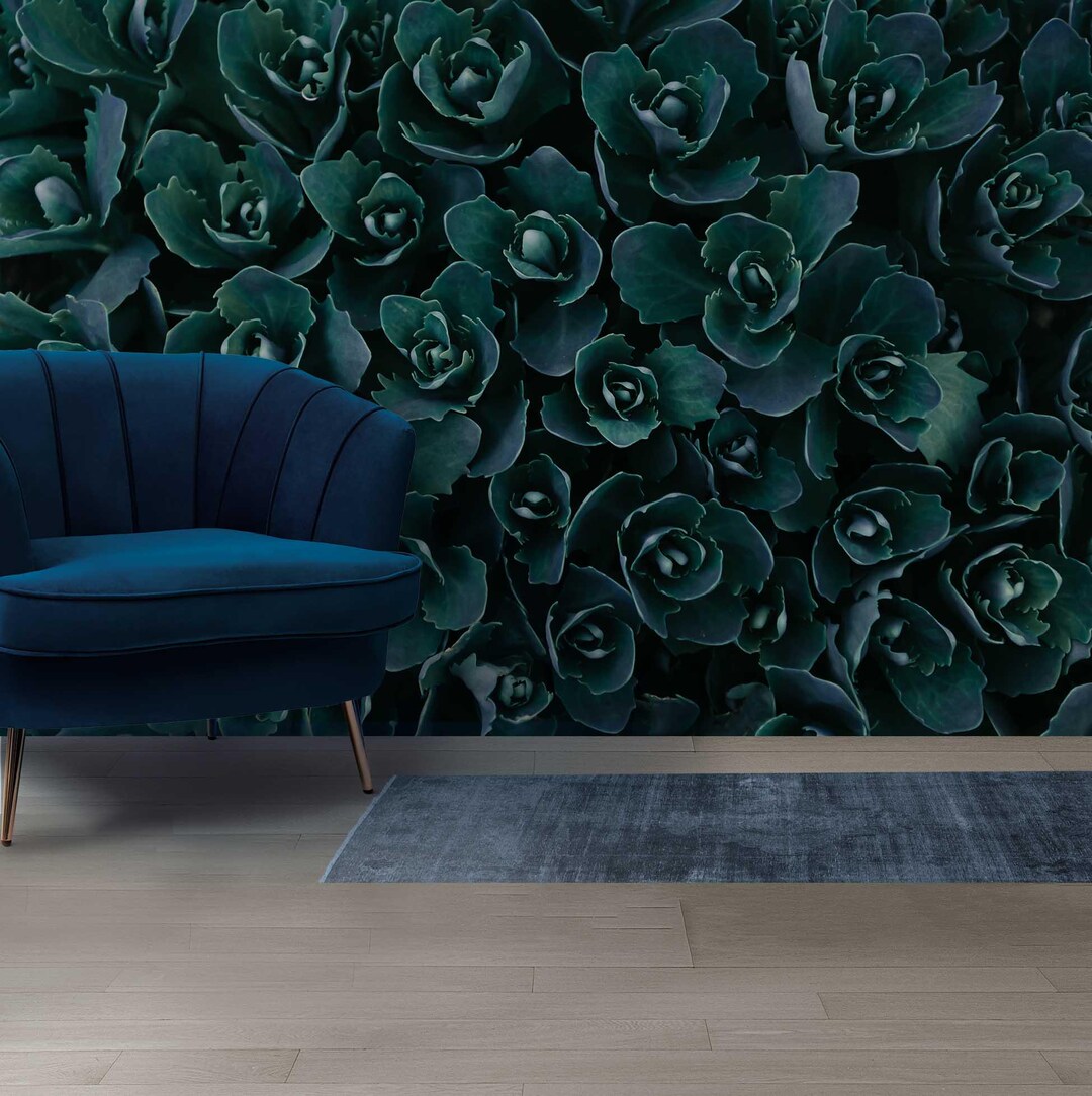 Dark Green Succulent Wallpaper Botanical Wall Mural Nature Wallpaper ...