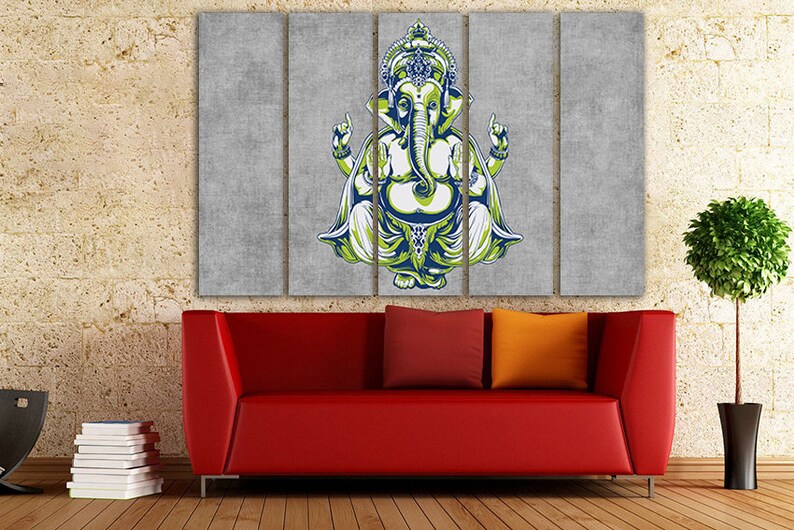 Ganesha Canvas Ganesha Wall Art Elephant Print Ganesha Decor Etsy